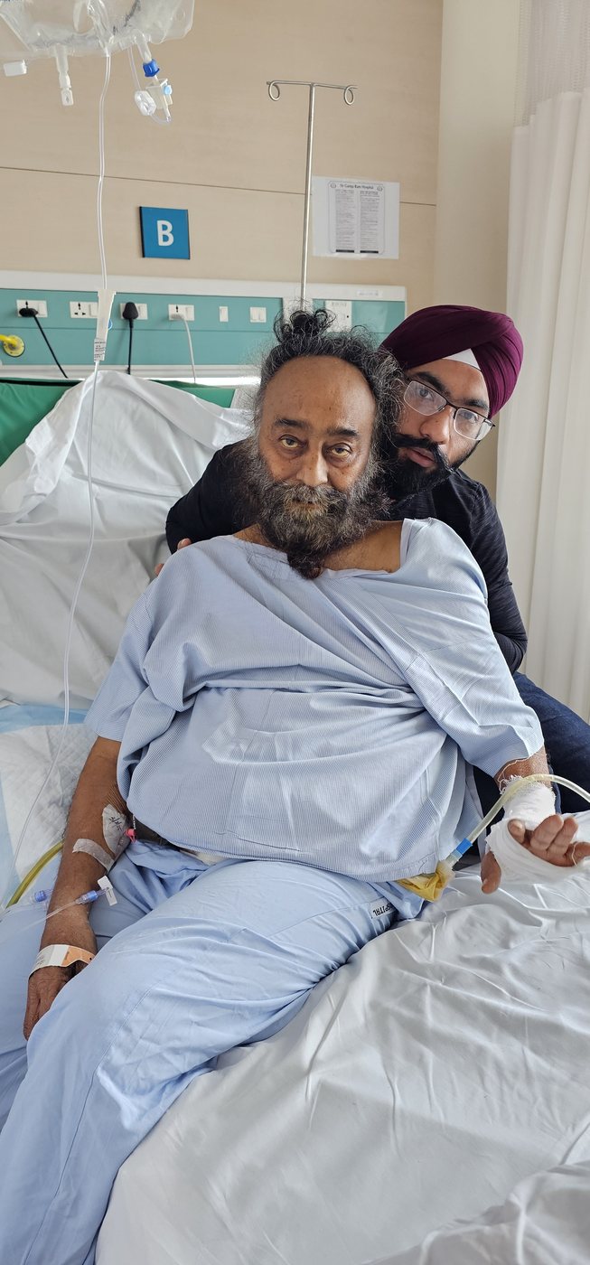 Gurdeep Singh Saluja with his son
